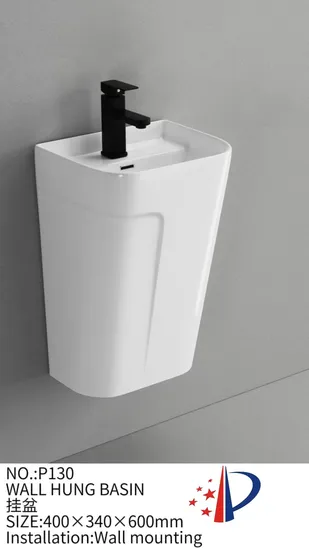 Popular Design Wall-Hung Half Pedestal Basin with Faucet