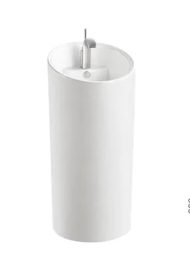 Free Standing Natural White Marble Stone Pedestal Washbasin/Pedestal Stone Basin