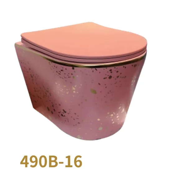 Modern Wall Hung Rimless Square Toilet with Color Sear Cover