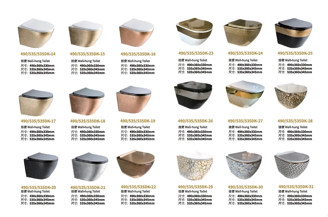 Color Popular Wc Ceramica Wall Hung Mounted Toilet