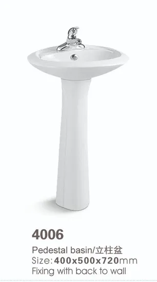 Sanitary Ware Wc Bathroom Basin Glazed Surface with Pedestal Ceramic Wash Basin