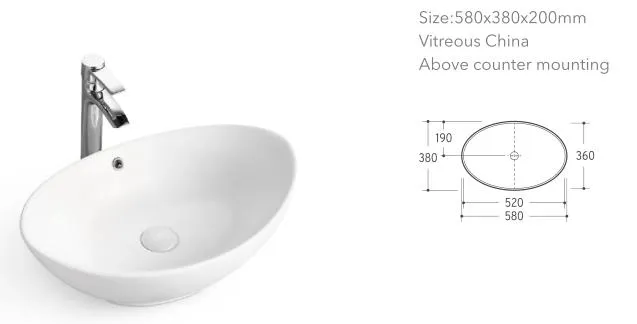 Ceramic Sink Polished White Porcelain Hotel Bathroom Furniture Art Washing Basin