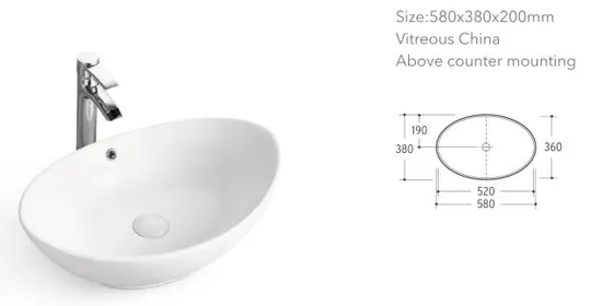 Ceramic Sink Polished White Porcelain Hotel Bathroom Furniture Art Washing Basin