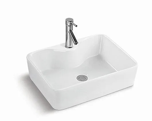 White Sanitary Ware Domestic Wash Basin for Hotel Rectangular Ceramic Art Basin