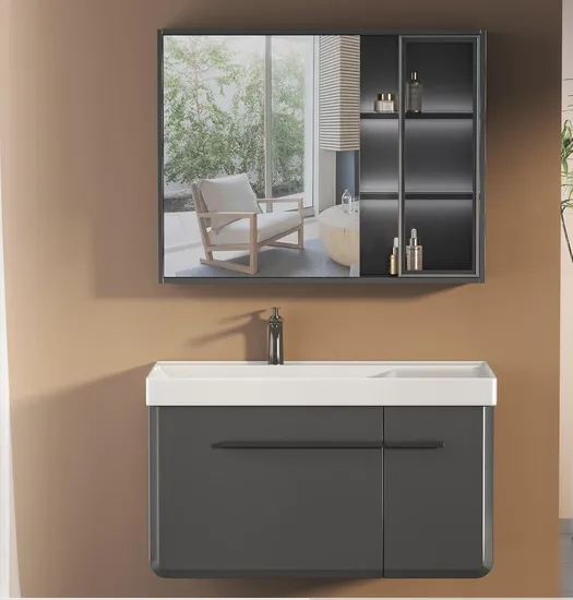 Modern Bathroom Cabinet Combination Hidden Style Mirror Cabinet Wash Basin