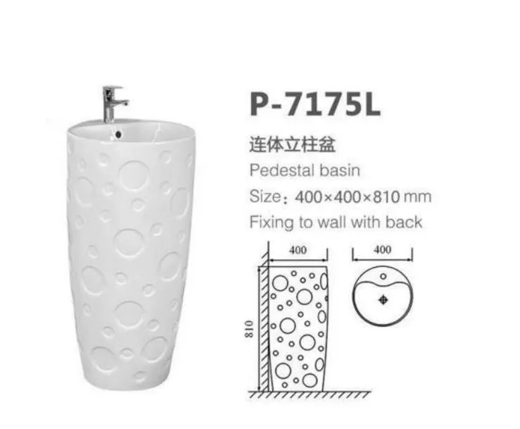 Freestanding Hand Wash Basin Solid Surface Artificial Stone Bathroom Sink Pedestal Basin