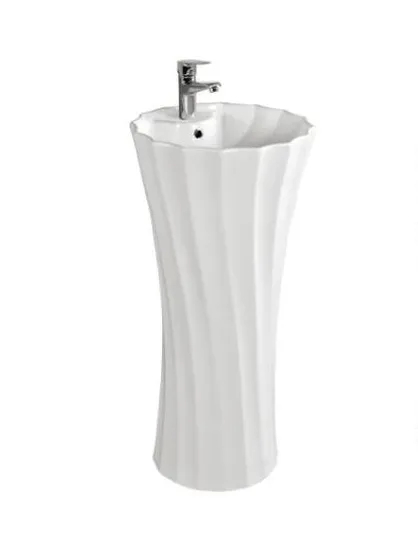 Resin Stone Basin Hotel Washroom Standing Acrylic Solid Surface Pedestal Wash Basin