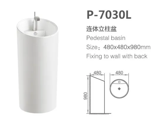 Free Standing Natural White Marble Stone Pedestal Washbasin/Pedestal Stone Basin