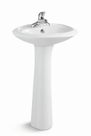 Sanitary Ware Wc Bathroom Basin Glazed Surface with Pedestal Ceramic Wash Basin