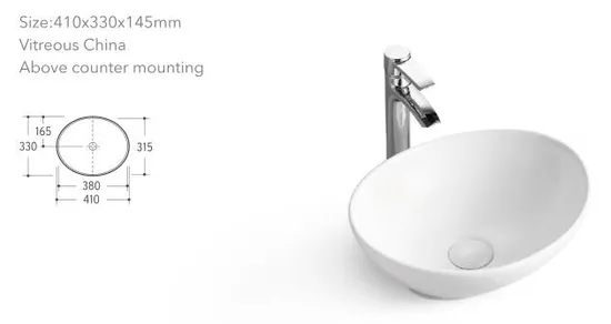 Popular Oval White Clear Ceramic Wash Hand Art Basin