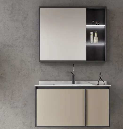 Modern Bathroom Cabinet Combination Hidden Style Mirror Cabinet Wash Basin
