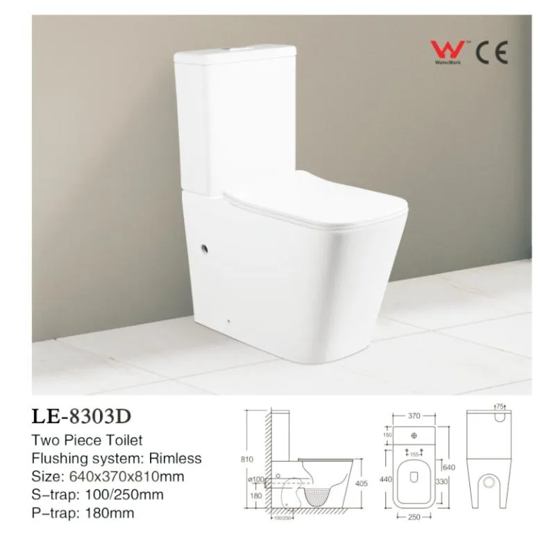 Watermark Hot Sale Two Piece Toilet with Seat Cover