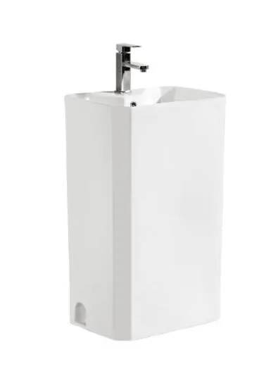 Bathroom Irregular Shape Design Solid Surface Fluted Stone Pedestal Wash Basin