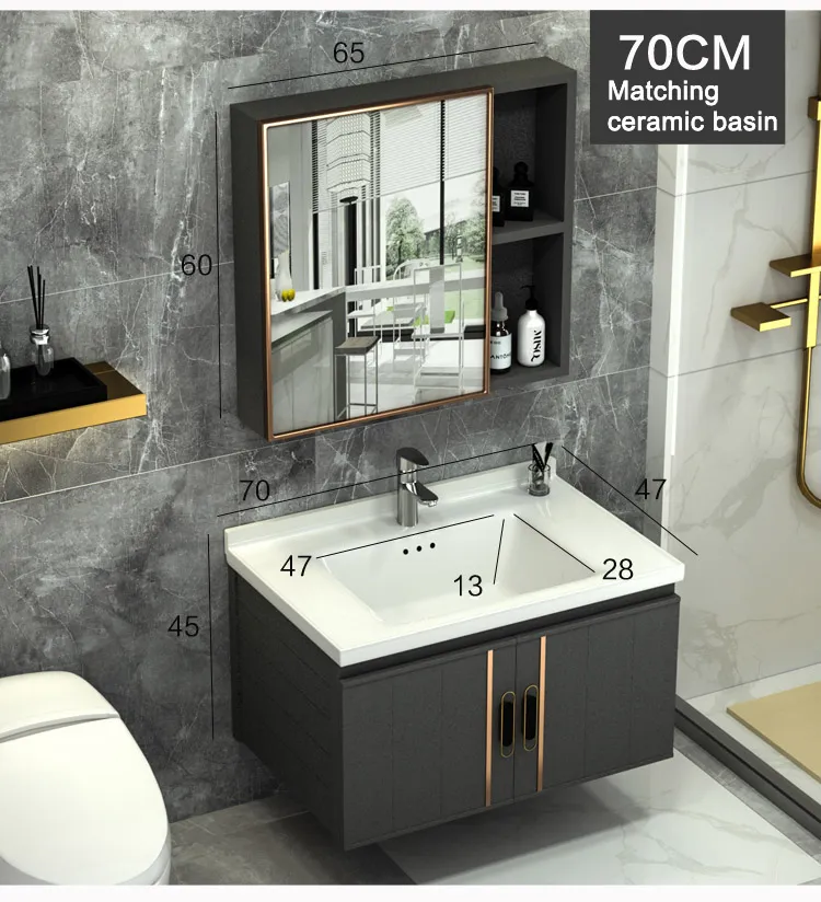 Bathroom Basin Mixer Ceramic Cabinet Basin with Mirror