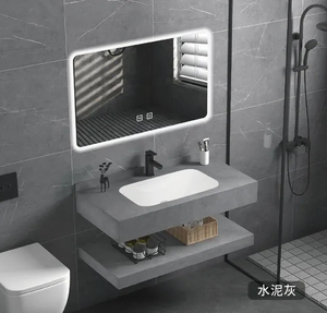 Sanitaryware Stone Vanity Integrated Bathroom Sink and Countertop Hotel Cabinet Wash Basin