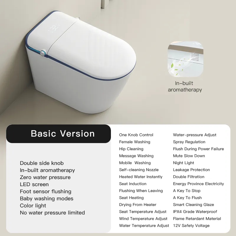 Modern Bathroom Smart Toilet Automatic Flush Electronic Sensor Toilet