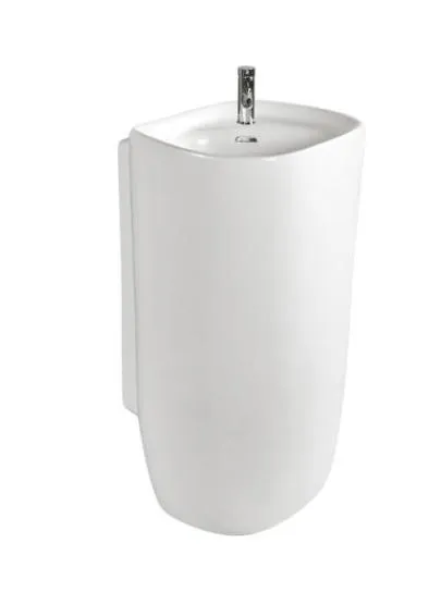 Freestanding Hand Wash Basin Solid Surface Artificial Stone Bathroom Sink Pedestal Basin