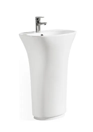Sanitary Ware White Freestanding Basin Resin Stone Pedestal Basins